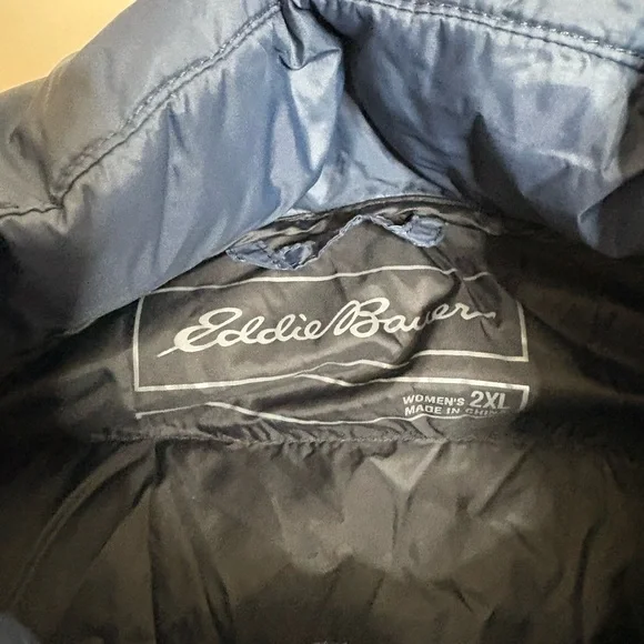 Men Eddie Bauer EB650 navy blue puffer goose down zip-up vest jacket, XXL - Picture 3 of 4